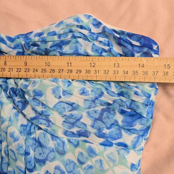 Shoshanna Womens Y2K Strapless Maxi Dress 4 Mermaidcore Watercolor Empire Waist - Picture 9 of 11